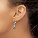 Sterling Silver Rhodium-plated Created Alexandrite and Diamond Earrings - Image 3