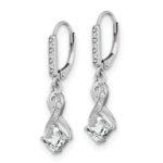 Sterling Silver Rhodium-plated White Topaz and Diamond Earrings - Image 2