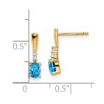 14K 5x3 Oval December/Blue Topaz and Diamond Dangle Post Earrings - Image 2