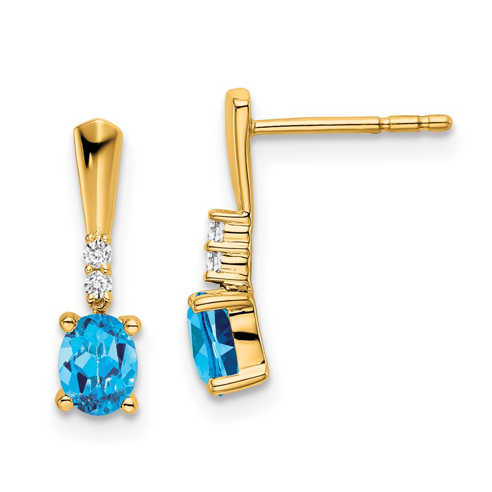 EM7407-BT-004-YA.jpg 14K 5x3 Oval December/Blue Topaz and Diamond Dangle Post Earrings - Image 1