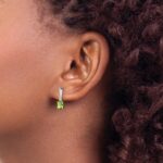 14k White Gold 5x3 Oval August/Peridot and Diamond Dangle Post Earrings - Image 3