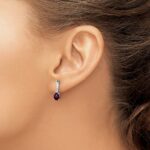 14k White Gold 5x3 Oval June/Rhodolite Garnet and Diamond Dangle Post Earrings - Image 3