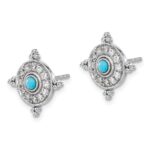 14k White Gold Turquoise and White Topaz Earrings - Image 2