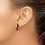 14k White Gold Garnet Dangle Earrings - Image 3