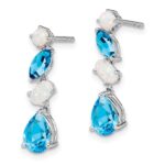 14k White Gold Blue Topaz and Opal Dangle Earrings - Image 2