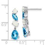 14k White Gold Blue Topaz and Opal Dangle Earrings - Image 4