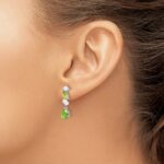 14k White Gold Peridot and Opal Dangle Earrings - Image 3