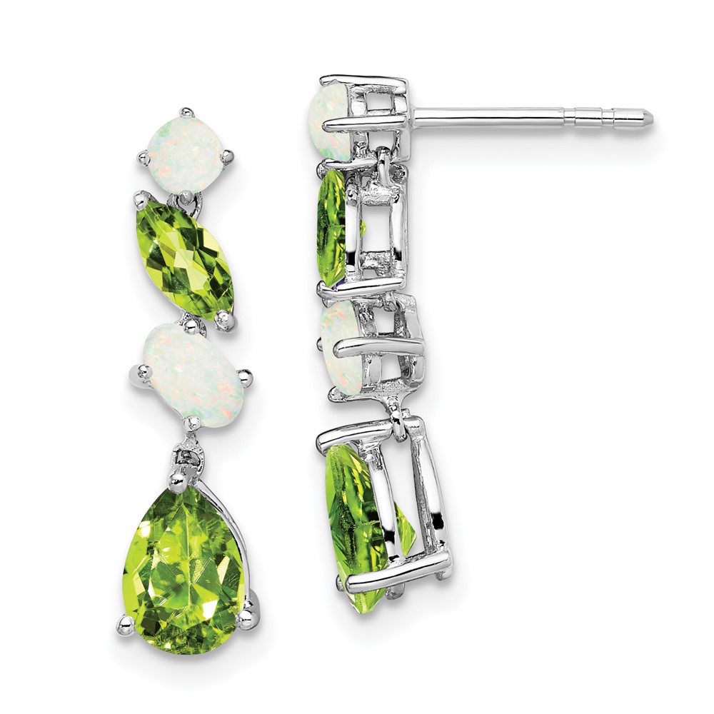 EM7458-PE_OP-W.jpg 14k White Gold Peridot and Opal Dangle Earrings - Image 1