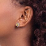 14k White Gold Citrine and Diamond Post Earrings - Image 3