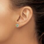 14k White Gold Peridot and Diamond Post Earrings - Image 3
