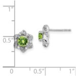 14k White Gold Peridot and Diamond Post Earrings - Image 4