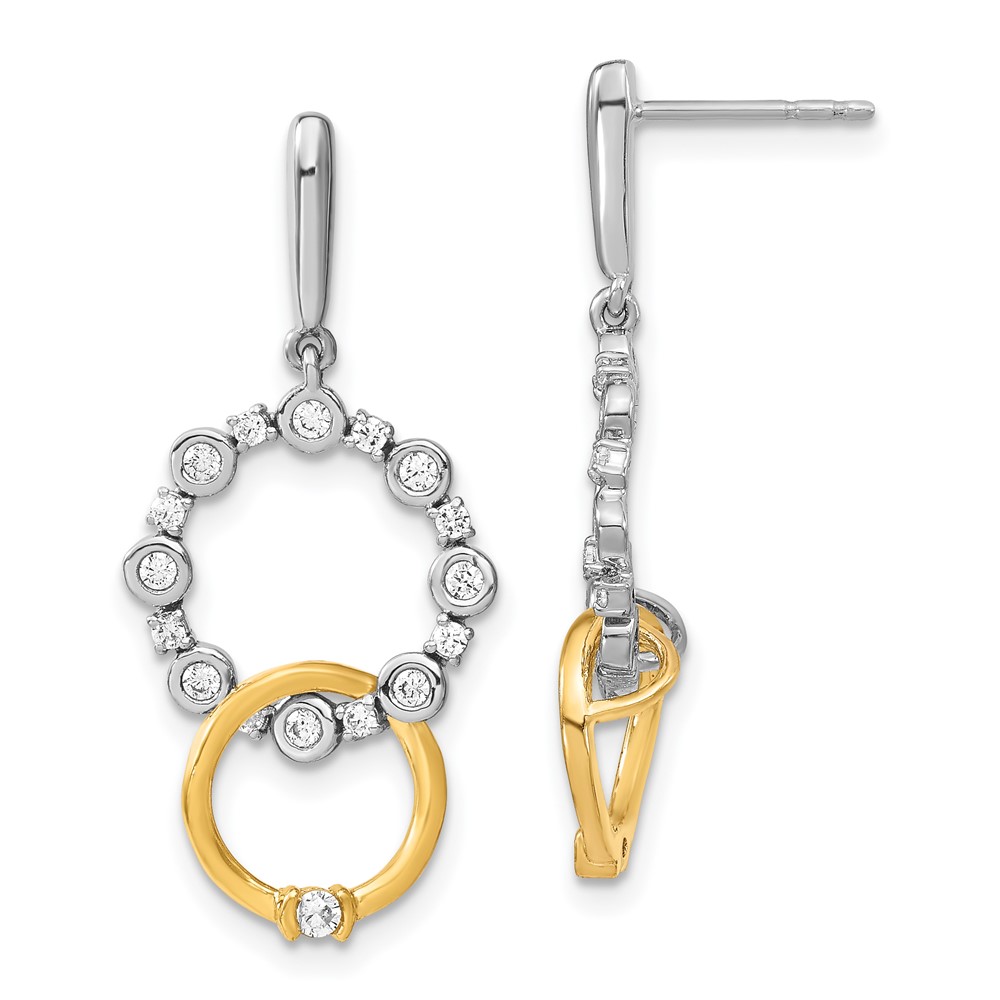 EM7922-040-WYAA.jpg 14k Two-tone 3/8 carat Lab Grown Diamond VS/SI+ G+ Fancy Circle Drop Post Dangle Earrings - Image 1