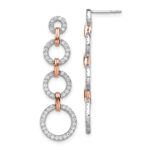 14k Two-Tone Rose and White Gold 5/8 carat Lab Grown Diamond VS/SI+ G+ Circle Post Dangle Earrings