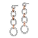 14k Two-Tone Rose and White Gold 5/8 carat Lab Grown Diamond VS/SI+ G+ Circle Post Dangle Earrings - Image 2