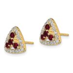 14k 3/8 carat Lab Grown Diamond VS/SI+ G+ and Created Ruby Complete Triangle Post Earrings - Image 2