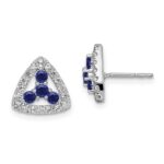 14k White Gold 3/8 carat Lab Grown Diamond VS/SI+ G+ and Created Sapphire Complete Triangle Post Earrings