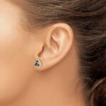 14k 3/8 carat Lab Grown Diamond VS/SI+ G+ and Created Sapphire Complete Triangle Post Earrings - Image 3