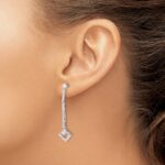 14k White Gold 1/2 carat Lab Grown Diamond VS/SI+ G+ Complete Dangle Post Earrings - Image 3