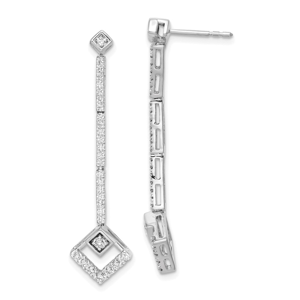 EM7953-057-WAA.jpg 14k White Gold 1/2 carat Lab Grown Diamond VS/SI+ G+ Complete Dangle Post Earrings - Image 1