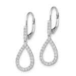 14k White Gold 1/2 carat Lab Grown Diamond VS/SI+ G+ Complete Fashion Dangle Leverback Earrings - Image 2