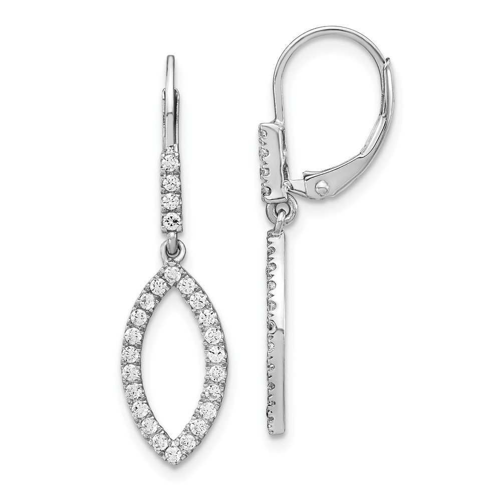 EM7957-052-WAA.jpg 14k White Gold 1/2 carat Lab Grown Diamond VS/SI+ G+ Complete Fashion Dangle Leverback Earrings - Image 1