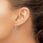 14k White Gold 1/2 carat Lab Grown Diamond VS/SI+ G+ Complete Fashion Dangle Leverback Earrings - Image 3