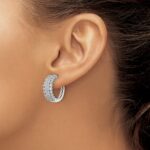 14k White Gold 2 carat Lab Grown Diamond VS/SI+ G+ Complete Hinged Hoop Earrings - Image 3