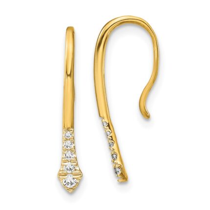 14k Polished 1/8 carat Diamond Drop Wire Earrings