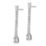 14k White Gold Polished 3/4 carat Diamond Drop Post Earrings - Image 2