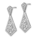 14k White Gold Polished 3/4 carat Diamond Fancy Dangle Post Earrings - Image 2