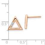 14k Rose Gold Polished 1/20 carat Diamond Baguette Triangle Post Earrings - Image 4