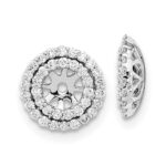 14k White Gold 3/8 carat Diamond Double Circle Earring Jackets
