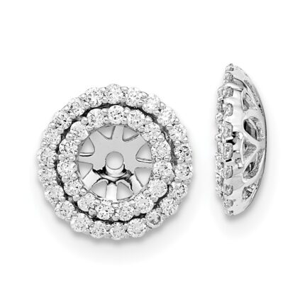 14k White Gold 3/8 carat Diamond Double Circle Earring Jackets