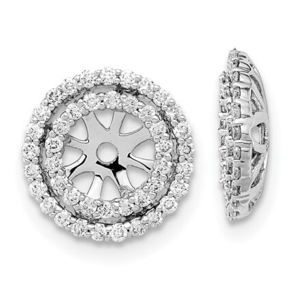 14k White Gold 3/8 carat Diamond Double Circle Earring Jackets