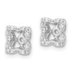 14k White Gold 1/8 carat Diamond Fancy Square Earring Jackets - Image 2