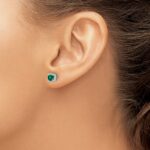 10k White Gold 1/10 carat Lab Grown Diamond VS/SI+ G+ and Created Emerald Complete Square Halo Post Earrings - Image 3