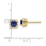 10k 1/10 carat Lab Grown Diamond VS/SI+ G+ and Created Sapphire Complete Square Halo Post Earrings - Image 4
