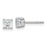 14k White Gold 1 carat Lab Grown Diamond VS/SI+ G+ Cushion Complete Four Prong Stud Earrings
