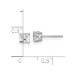 14k White Gold 1 carat Lab Grown Diamond VS/SI+ G+ Cushion Complete Four Prong Stud Earrings - Image 4