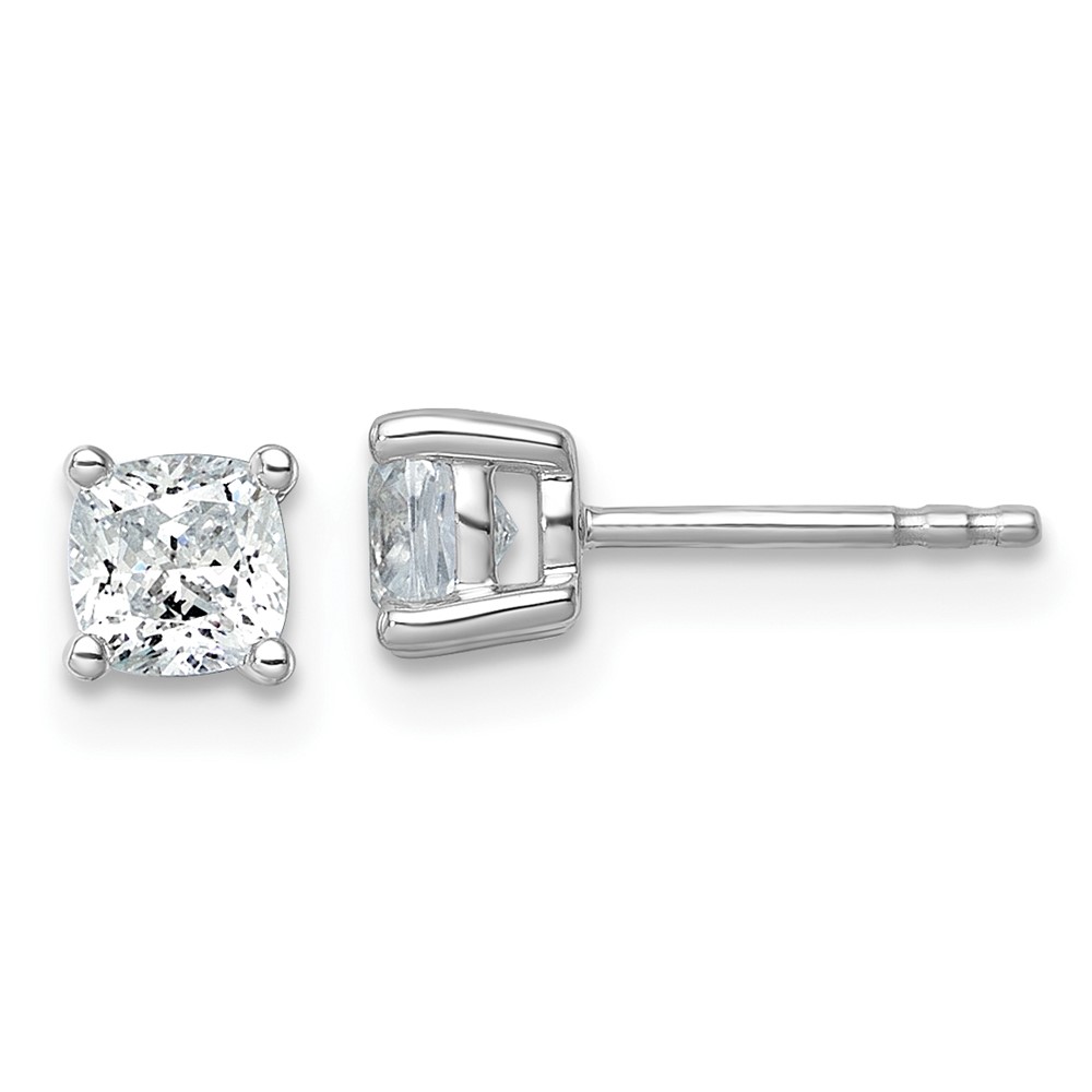 EM8794-100-WAA.jpg 14k White Gold 1 carat Lab Grown Diamond VS/SI+ G+ Cushion Complete Four Prong Stud Earrings - Image 1