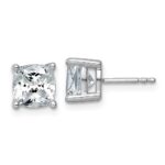 14k White Gold 4 carat Lab Grown Diamond VS/SI+ G+ Cushion Complete Four Prong Stud Earrings