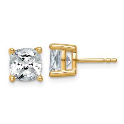 14k 4 carat Lab Grown Diamond VS/SI+ G+ Cushion Complete Four Prong Stud Earrings