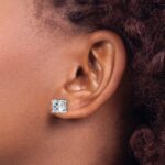 14k White Gold 5 carat Lab Grown Diamond VS/SI+ G+ Cushion Complete Four Prong Stud Earrings - Image 3