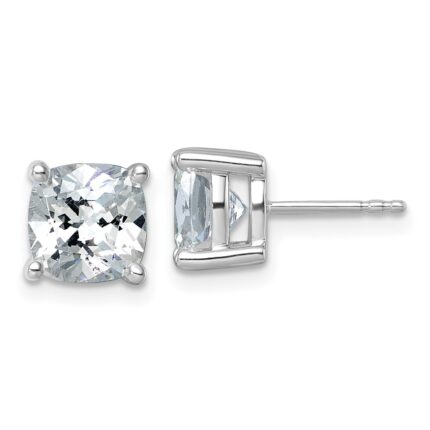 14k White Gold 5 carat Certified Lab Grown Diamond VS/SI+ G+ Cushion Complete Four Prong Stud Earrings