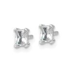14k White Gold 1/2 carat Lab Grown Diamond VS/SI+ G+ Radiant Complete Four Prong Stud Earrings - Image 2