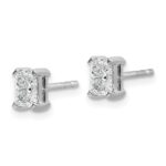 14k White Gold 3/4 carat Lab Grown Diamond VS/SI+ G+ Radiant Complete Four Prong Stud Earrings - Image 2