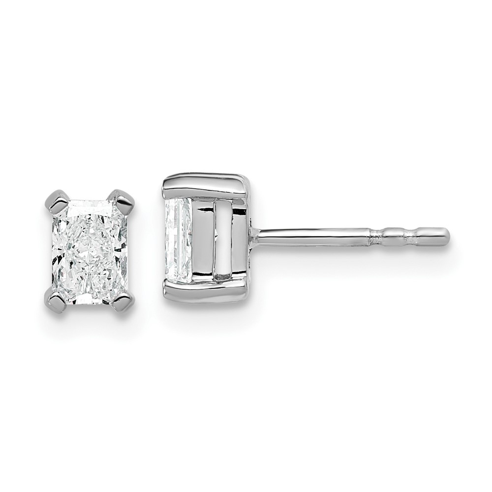 EM8796-080-WAA.jpg 14k White Gold 3/4 carat Lab Grown Diamond VS+ F+ Radiant Complete Four Prong Stud Earrings - Image 1