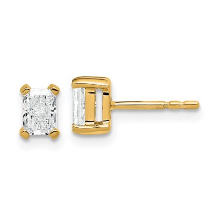 14k 3/4 carat Lab Grown Diamond VS+ F+ Radiant Complete Four Prong Stud Earrings
