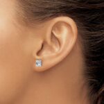 14k White Gold 1 carat Lab Grown Diamond VS/SI+ G+ Radiant Complete Four Prong Stud Earrings - Image 3