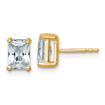 14k 2 carat Lab Grown Diamond VS+ F+ Radiant Complete Four Prong Stud Earrings